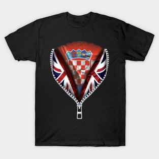 Croatian Flag  Croatia Flag British Flag Ripped Open - Gift for Croatian From Croatia T-Shirt